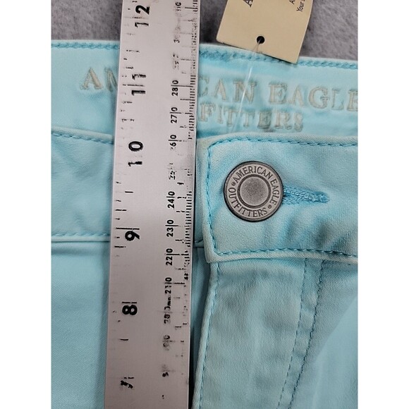 American Eagle Jeggings Womens 12 30x24 Crop Robin Egg Blue Mid High Stretch NEW - Picture 10 of 16